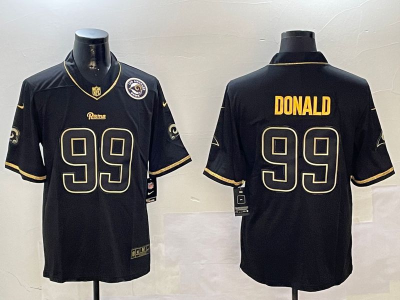 Men Los Angeles Rams #99 Donald Black Gold Throwback 2024 Nike Limited NFL Jersey style 2